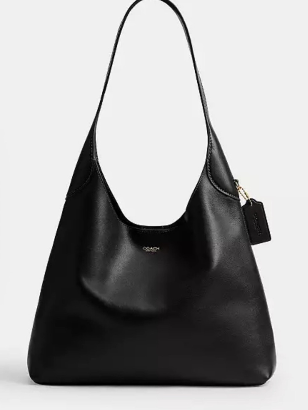 Coach Brooklyn 34 Black Leather Shoulder Hobo Bag with Gold Hardware